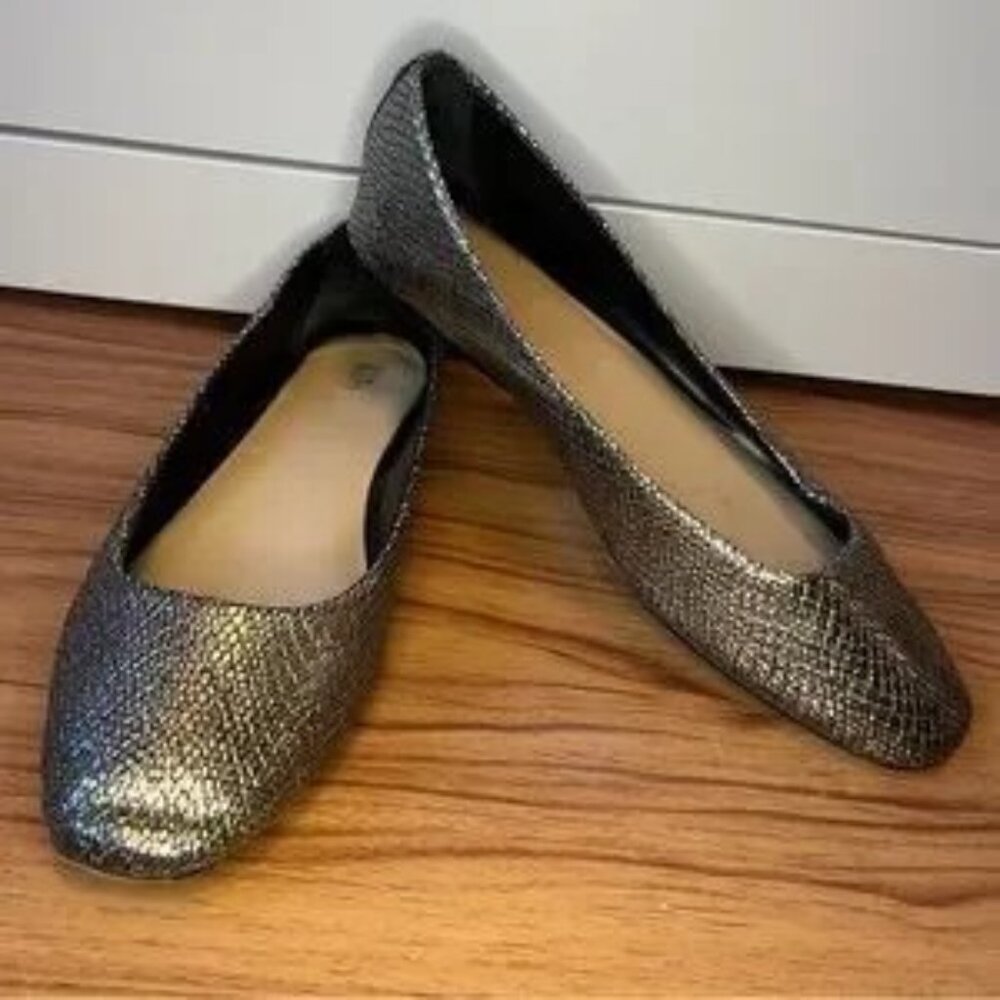 Texture Metallic Ballet Flats